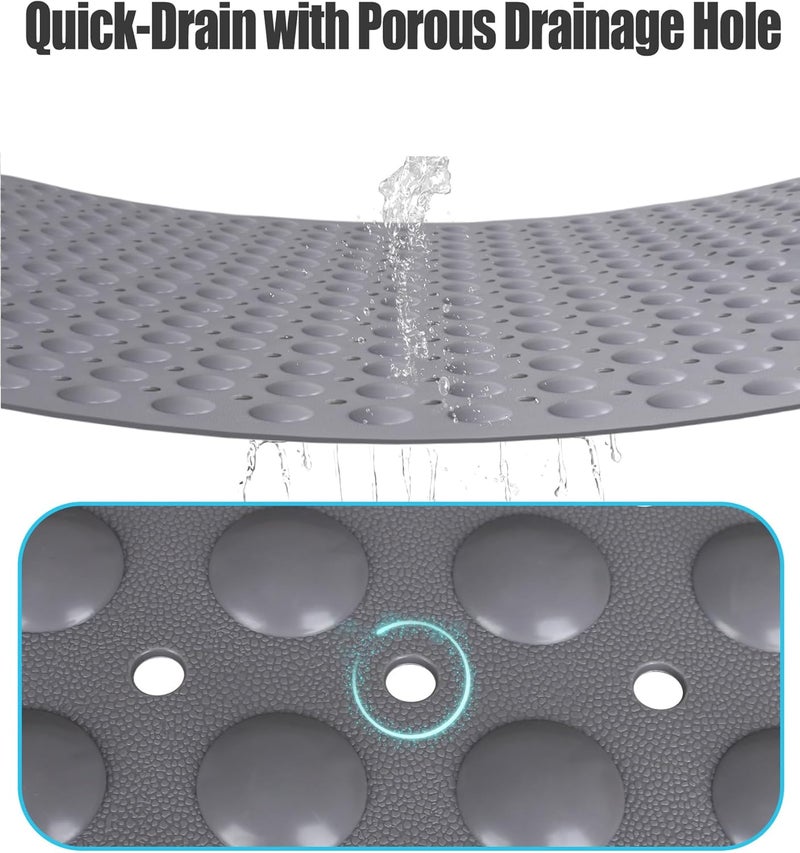 Yonala Extra Large Shower Mat, 47.2 x 31.5 Inch Non Slip Shower Mats for Inside Shower with Drain Hole and Suction Cups, Soft Trimmable TPE Anti Slip Shower Mat for Walk in Shower Stall, Heavy Mat - Image 4